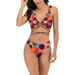 Halftone Harmony™ Cross String Bikini Set - Painting the Beach in Pixelated Perfection!