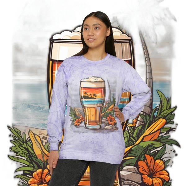 Color Blast into Coolness: Crewneck Sweatshirt With Cerveza Reminder
