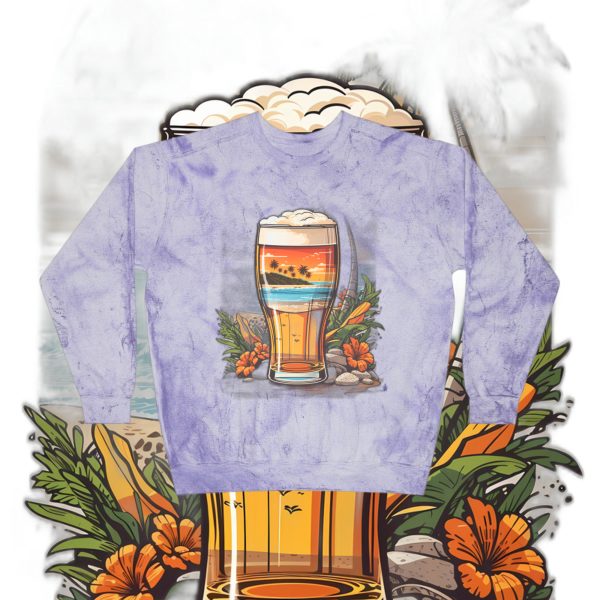 Color Blast into Coolness: Crewneck Sweatshirt With Cerveza Reminder