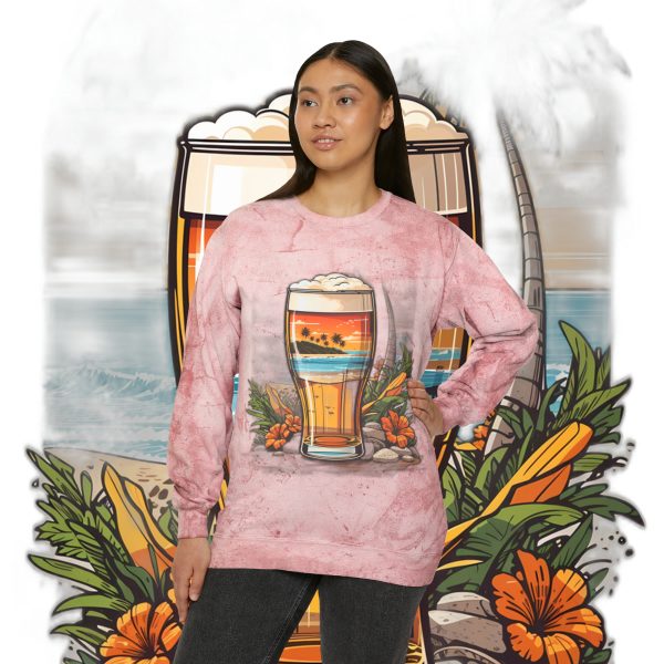 Color Blast into Coolness: Crewneck Sweatshirt With Cerveza Reminder