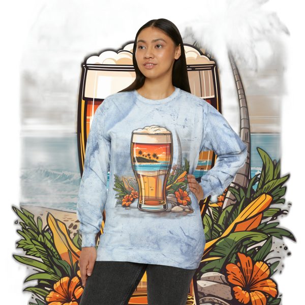 Color Blast into Coolness: Crewneck Sweatshirt With Cerveza Reminder