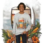 Color Blast into Coolness: Crewneck Sweatshirt With Cerveza Reminder
