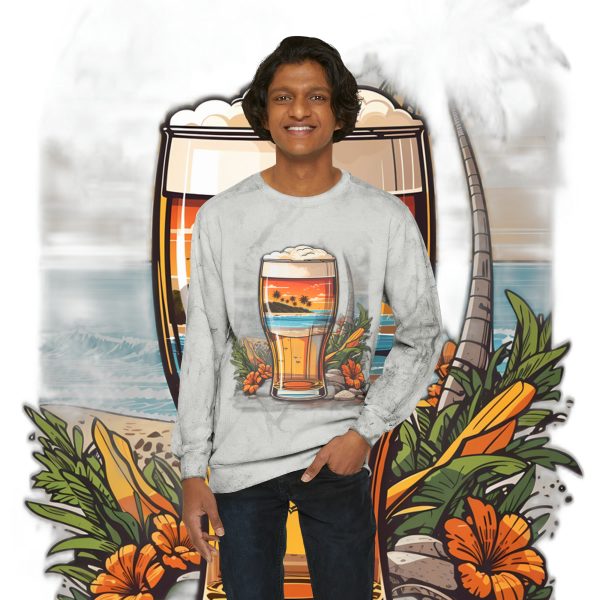 Color Blast into Coolness: Crewneck Sweatshirt With Cerveza Reminder