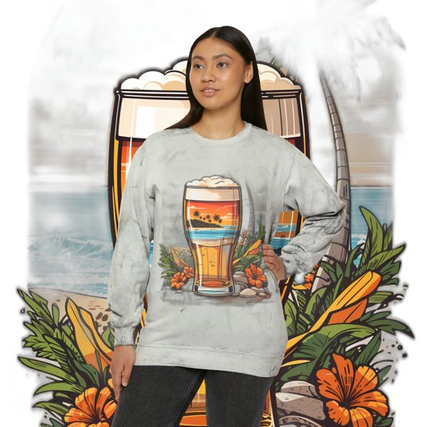 Color Blast into Coolness: Crewneck Sweatshirt With Cerveza Reminder
