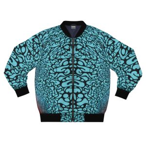 Turquoise Tides & Midnight Swirls: Men's Bomber Jacket Like Never Before!
