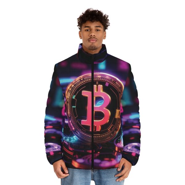 Crypto Cool: The Bitcoin Blizzard Men's Winter Coat đâď¸