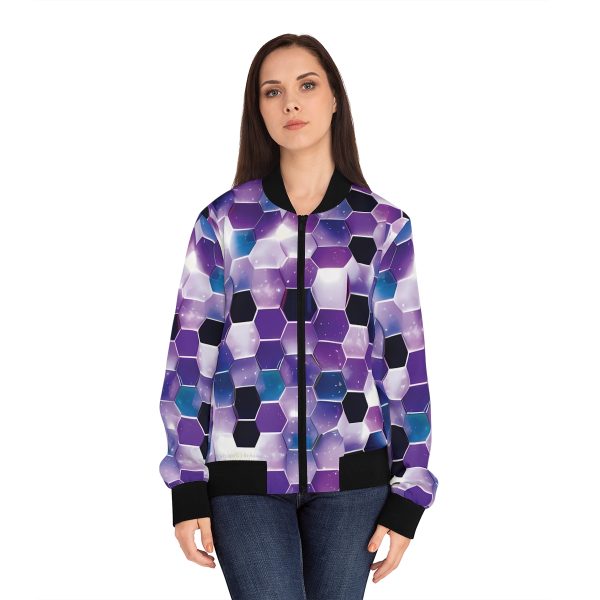 Women's Cosmic Hex Bomber Jacket: Style that's Simply Stellar! 🌌🧥