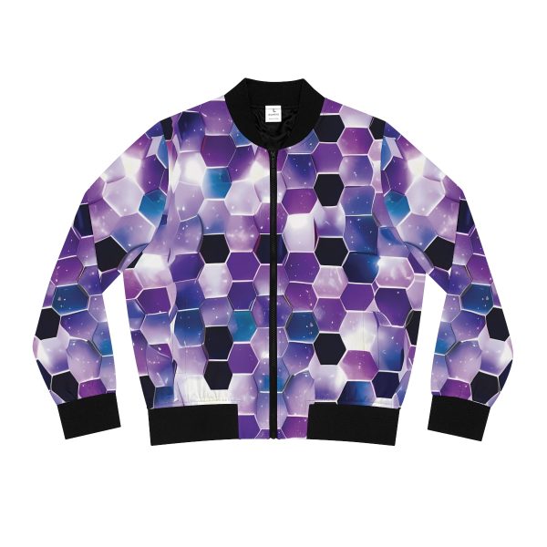 Women's Cosmic Hex Bomber Jacket: Style that's Simply Stellar! 🌌🧥
