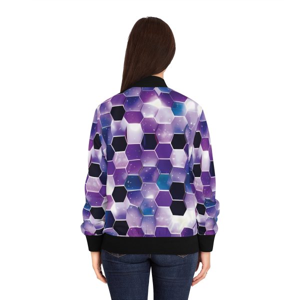 Women's Cosmic Hex Bomber Jacket: Style that's Simply Stellar! 🌌🧥
