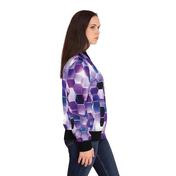 Women's Cosmic Hex Bomber Jacket: Style that's Simply Stellar! 🌌🧥