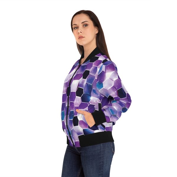 Women's Cosmic Hex Bomber Jacket: Style that's Simply Stellar! 🌌🧥